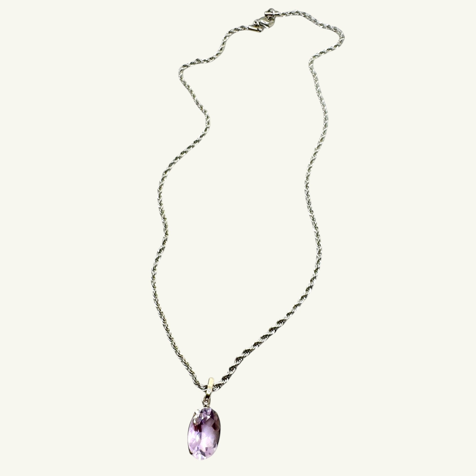 Collana ametista sfaccettata 13x10 mm arg950 Sharifa Crystals